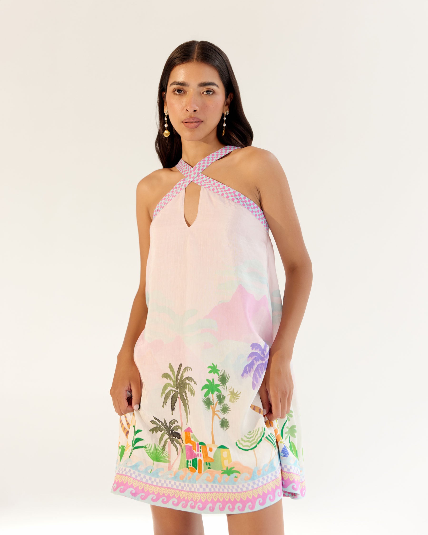 aida mini dress Aida Night Shade Asymmetric Wrap Neck Dress