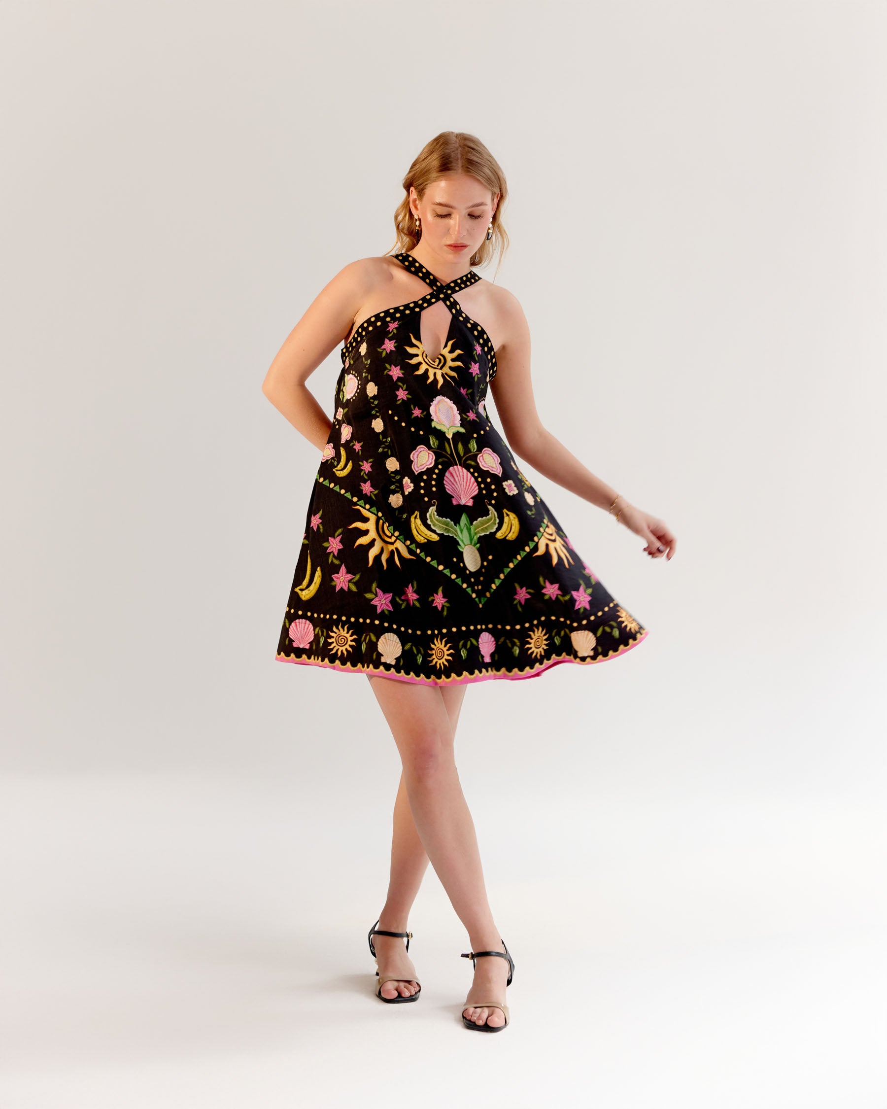 aida mini dress Seashell Print Aida Halter Neck Mini Dress
