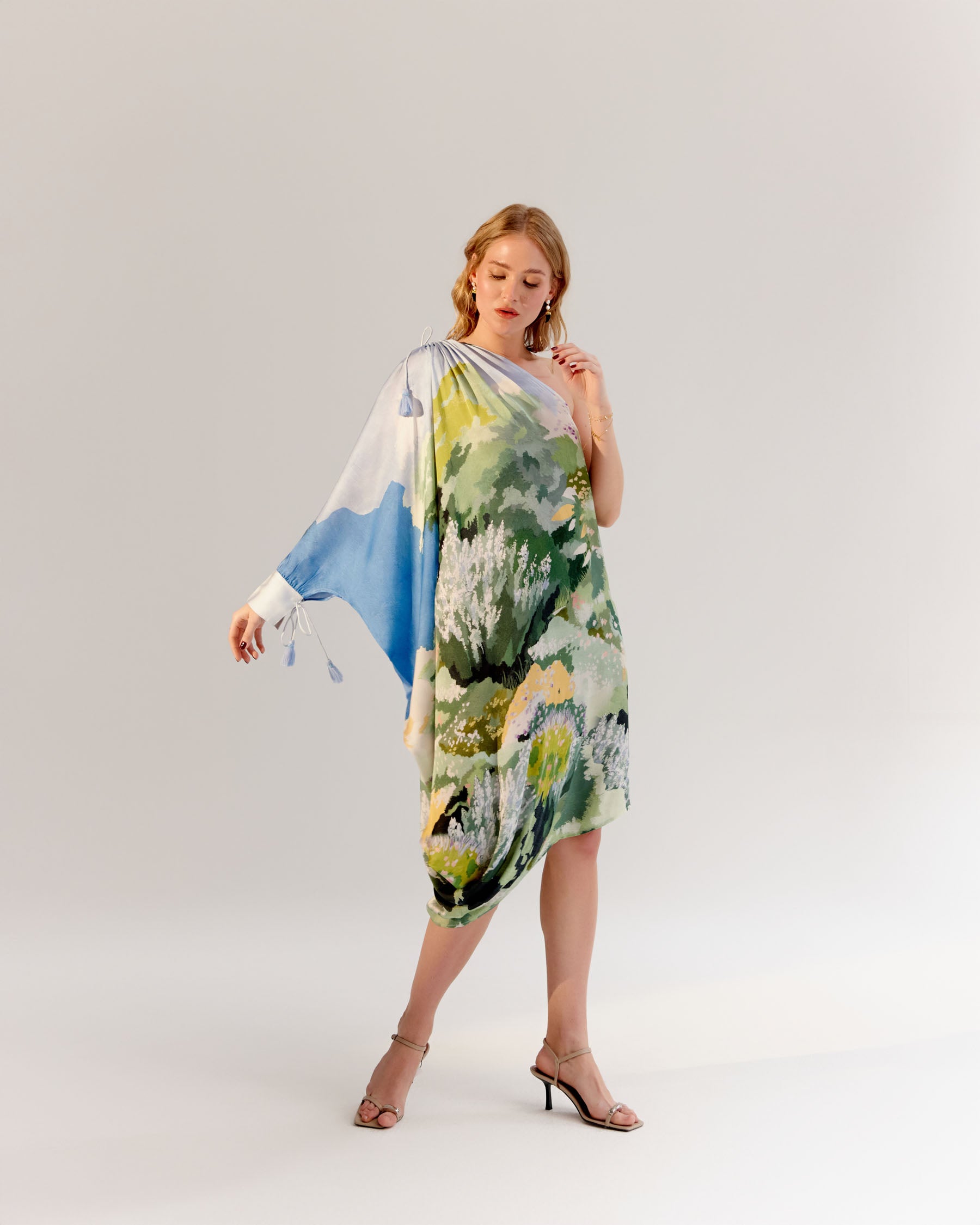 alaya maxi dress Forest Print Alaya One-Shoulder Midi Dress