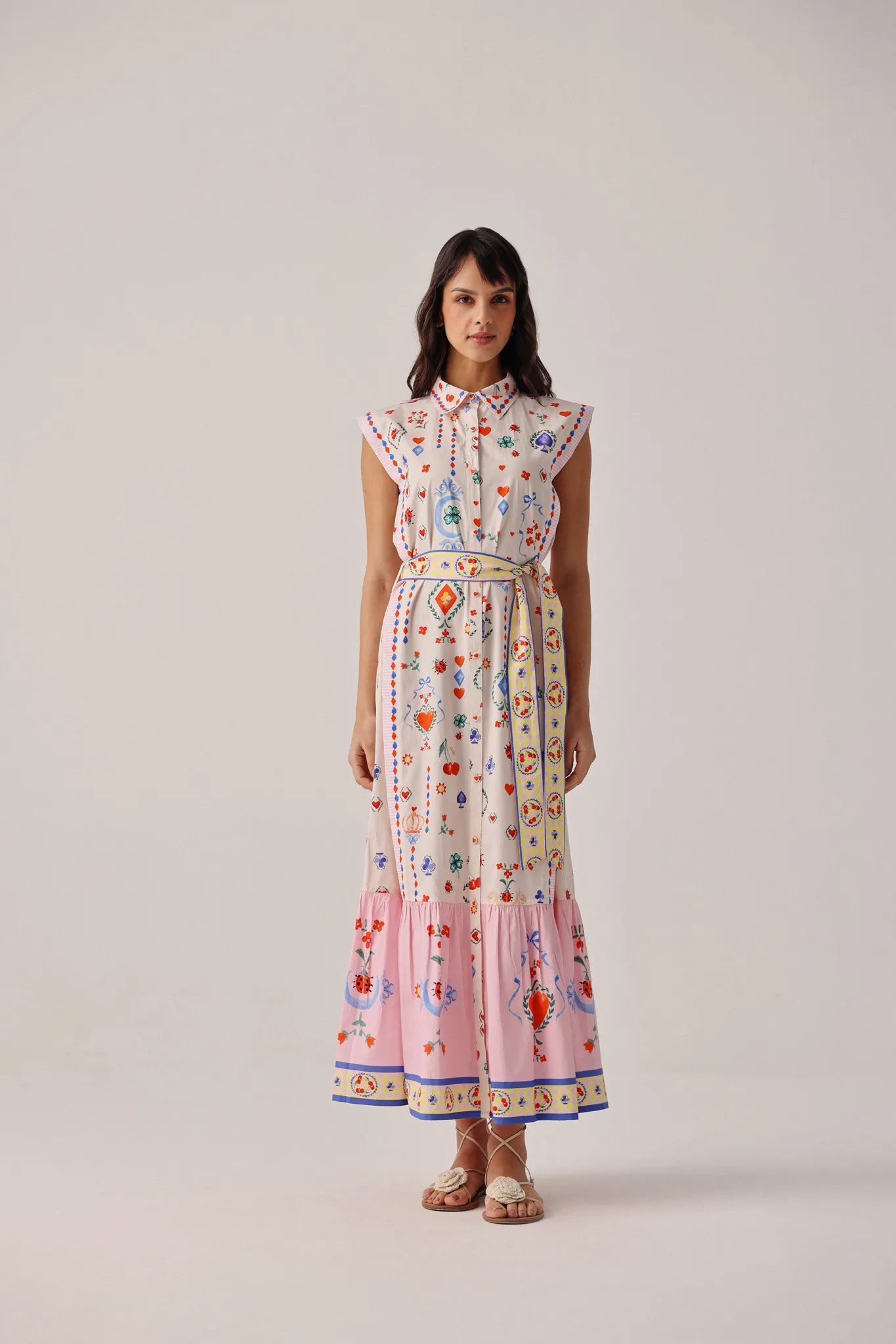 vega sleeveless tiered maxi dress Tarot Print Fabric:98% Cotton 2% Spandex How to Wear Blue relaxed 100% cotton shell PATTERN