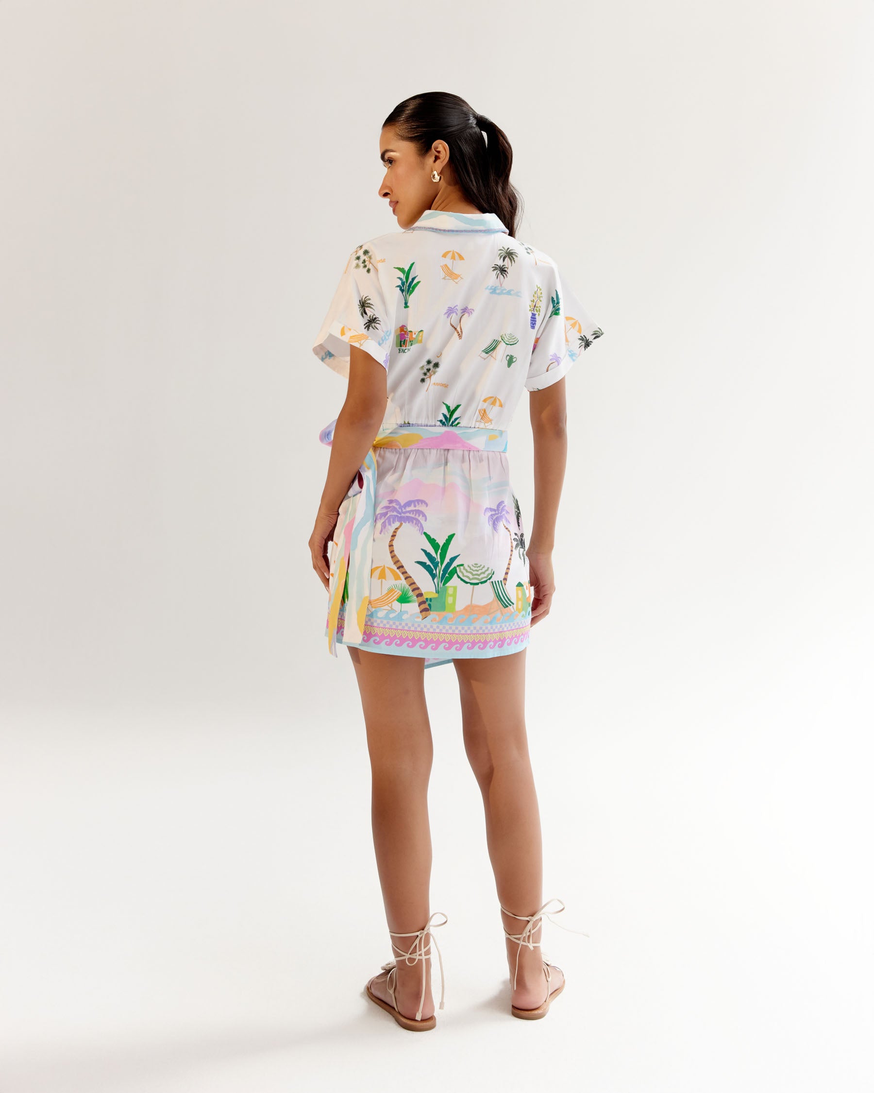 Sea Print Kate Mini Dress for Seaside Getaway - NOIB M Sea Print Kate Mini Dress for Seaside Getaway - NOIB M