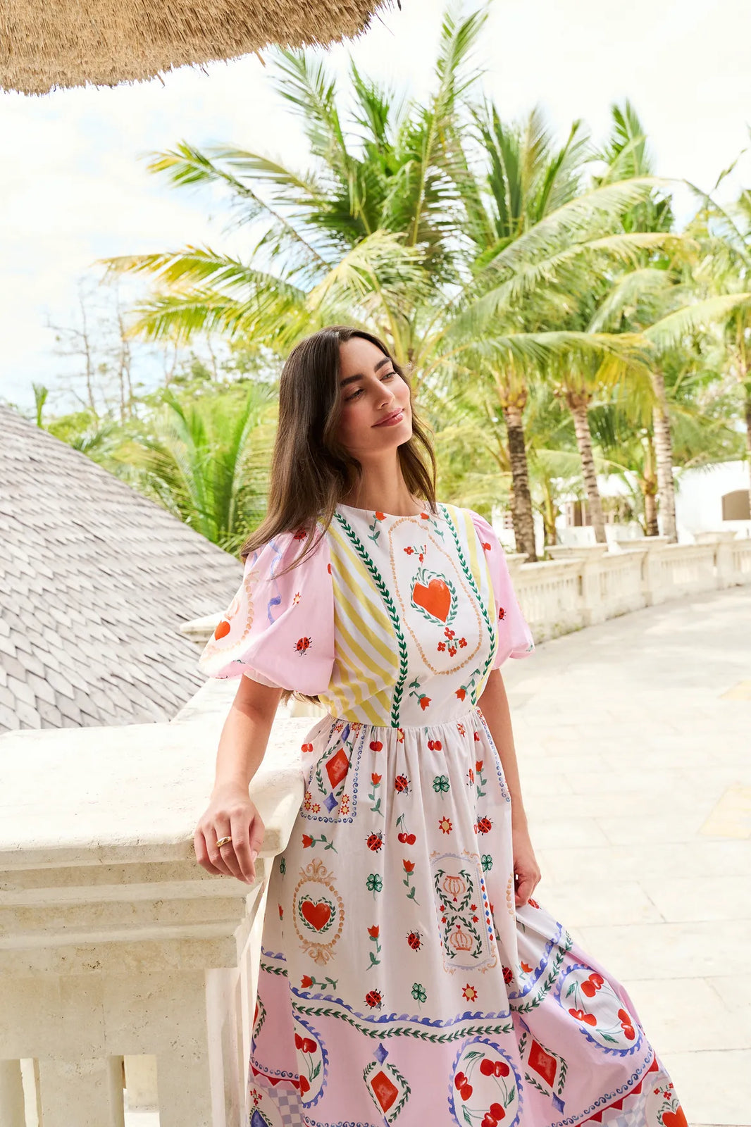 Tarot Print Lyla Cotton Midi Dress - NOIB