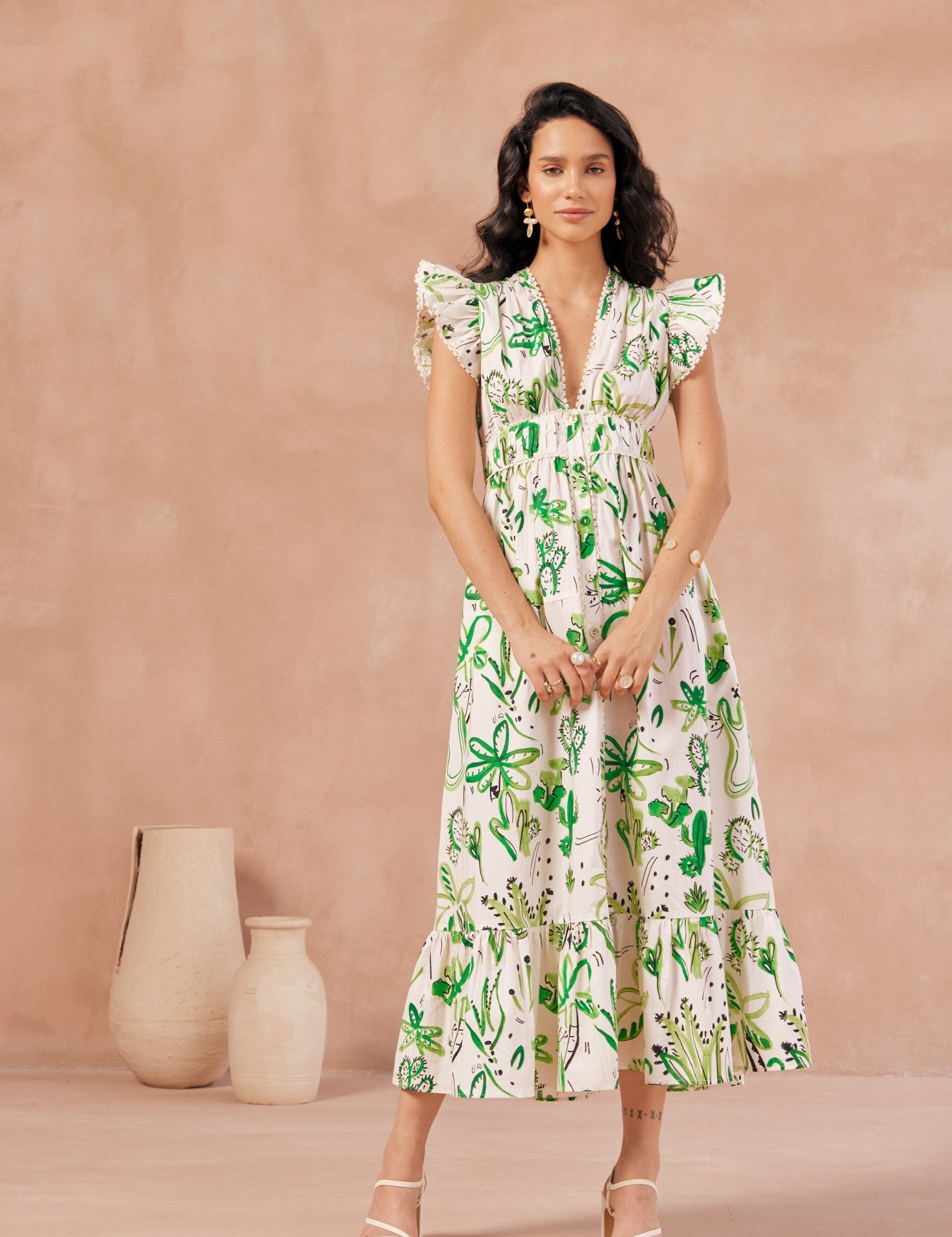 cactus print maxi dress Prickly Pax Marigold Cactus Maxi Dress