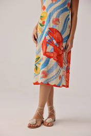 Summer Zest Print Keya Coverup | Crochet Beach Cover-Up | NOIB