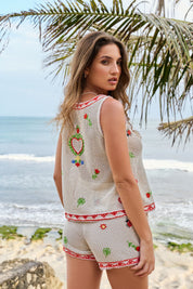 Ecru Print Ziva Shorts – Crochet Resort Wear | NOIB