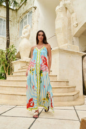 Summer Zest Print Riva Coverup - Halter Maxi Dress | NOIB