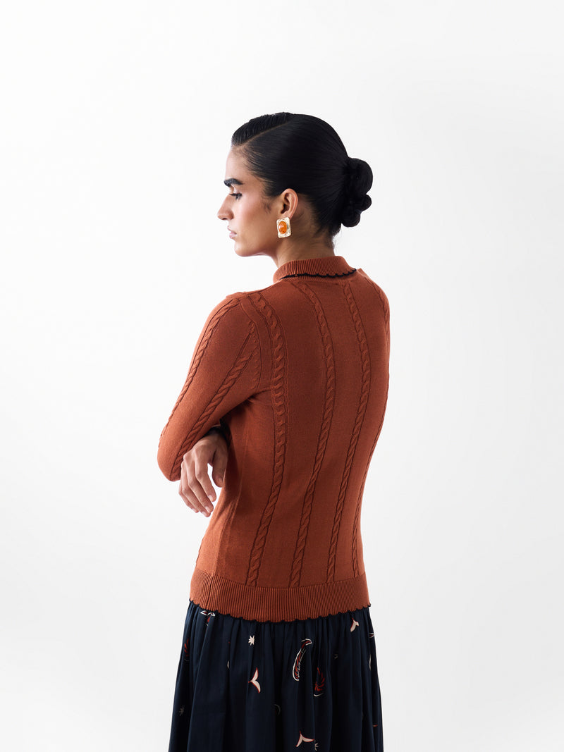 Cleo Turtle-neck - Rust