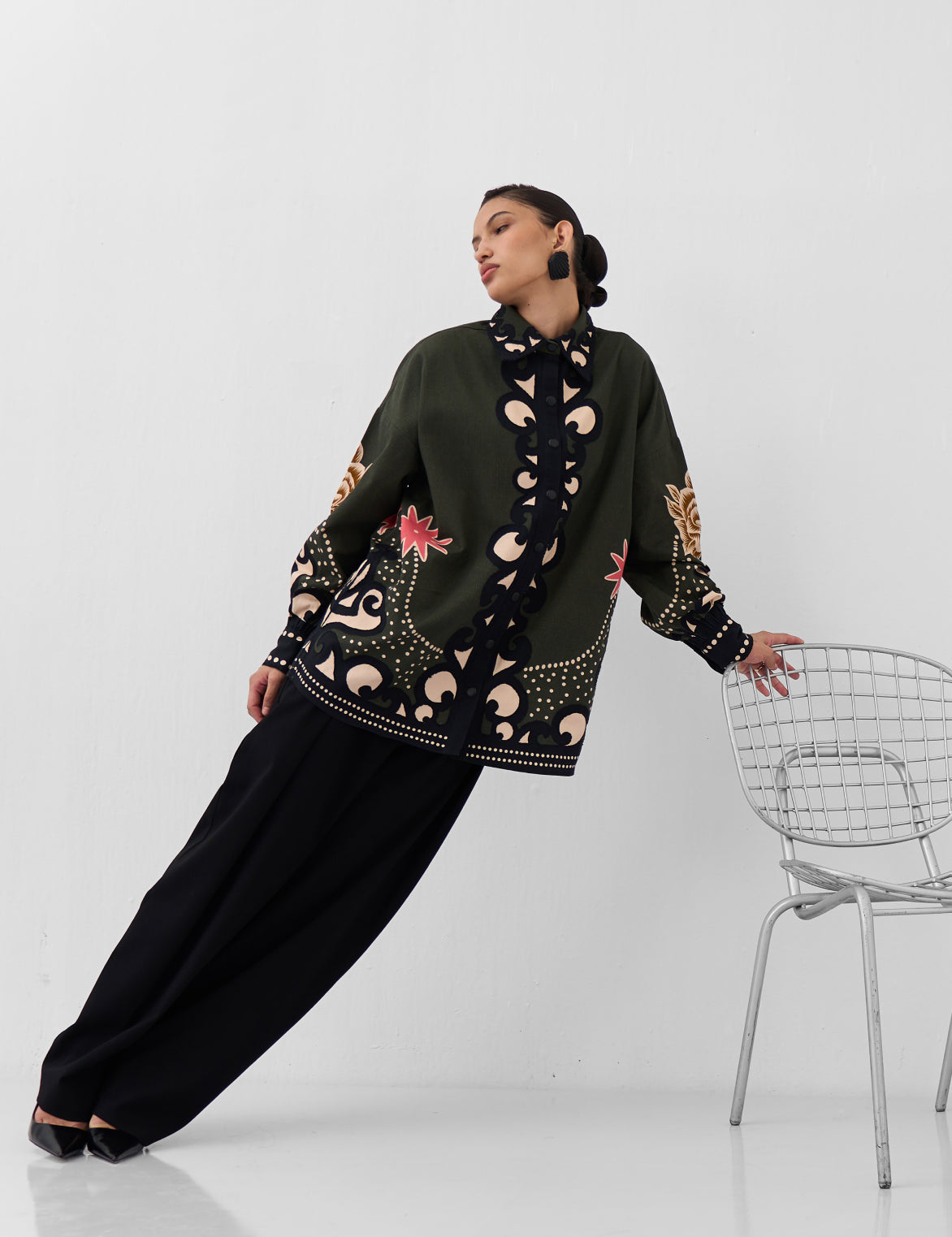 Old Rose Print Cotton Xena Over-Shirt 