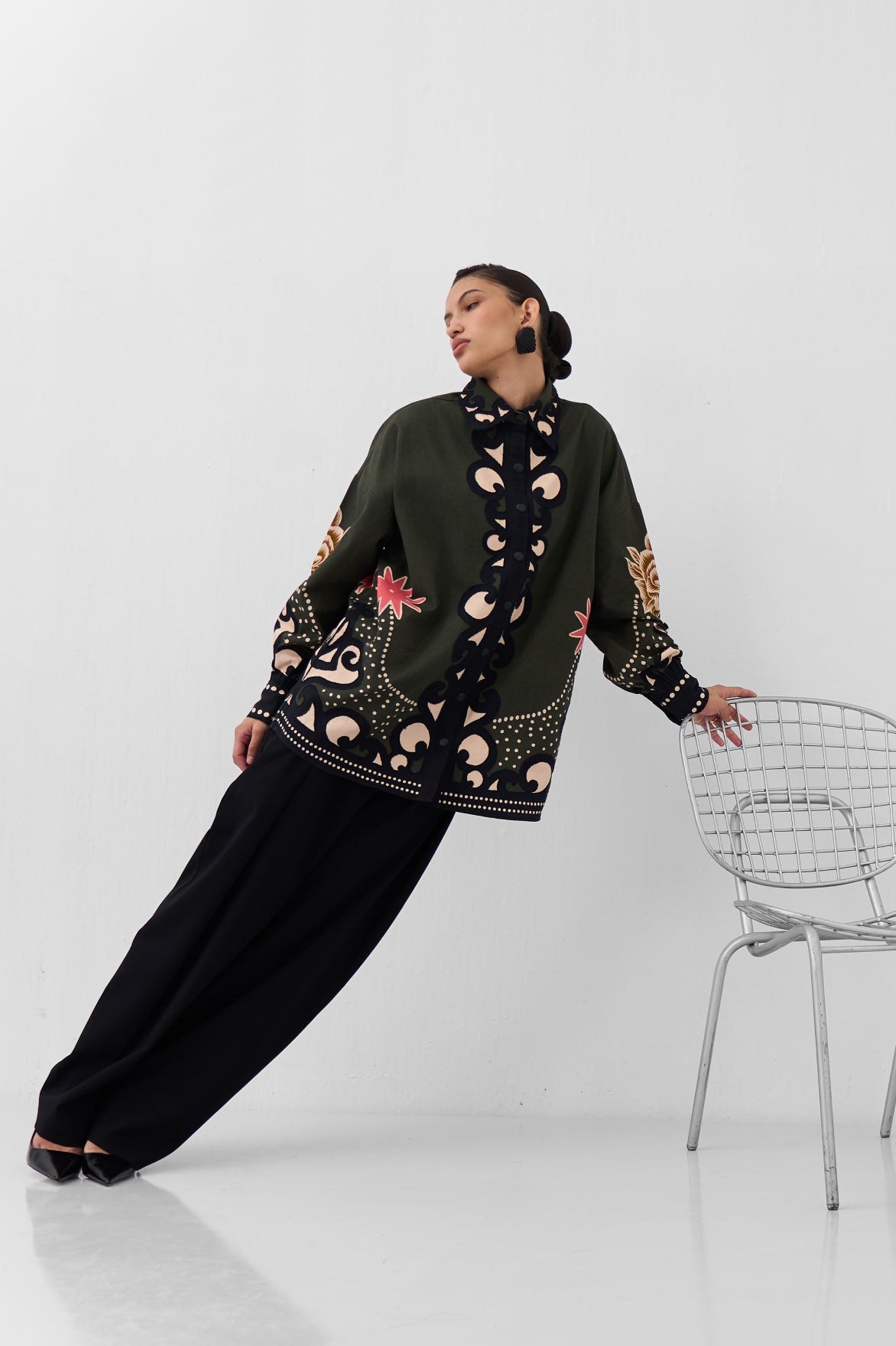 Old Rose Print Cotton Xena Over-Shirt 