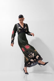 Old Rose Print Aura Maxi Dress 
