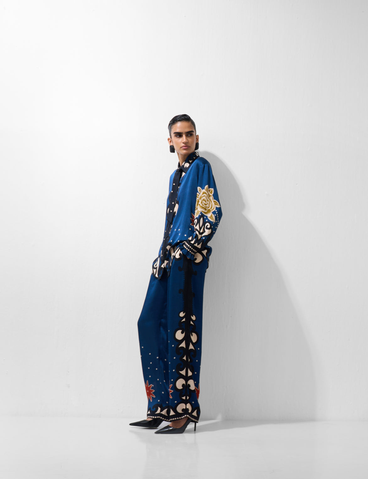 Old Rose Print Thais Pants & Iris Shirt - NOIB
