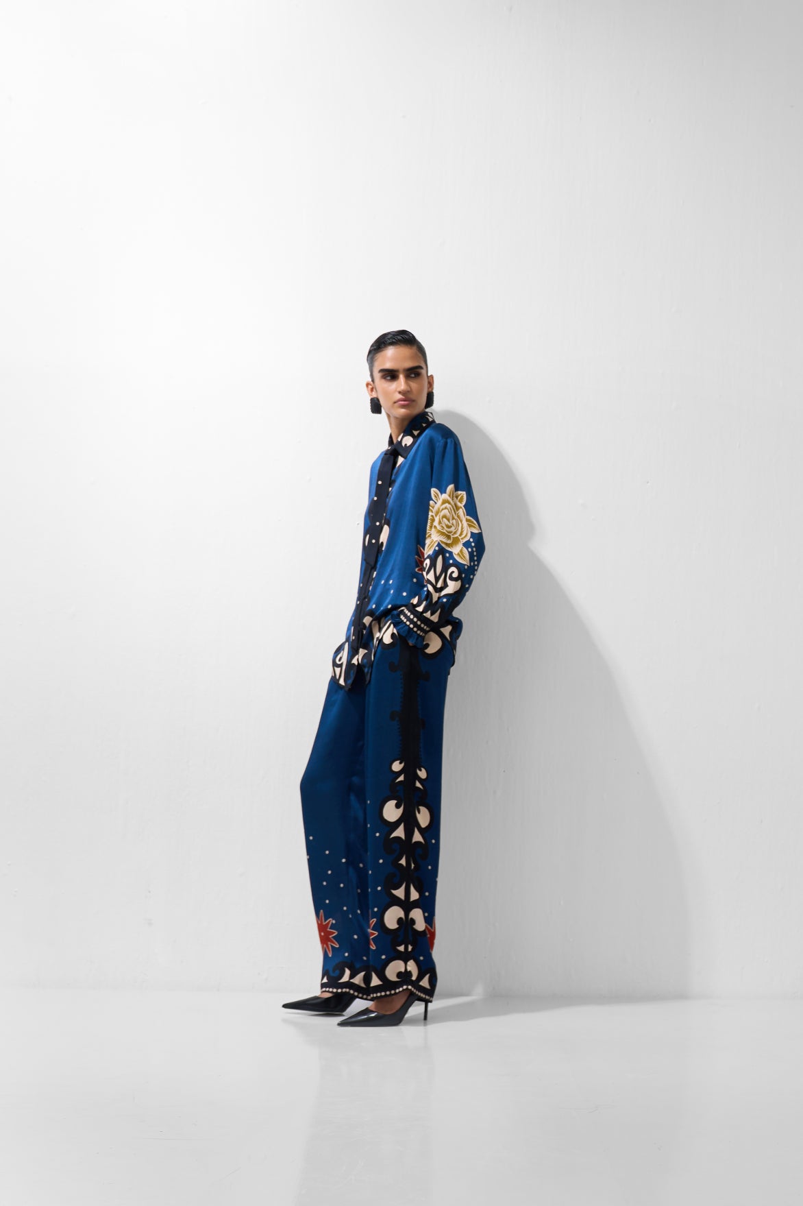Old Rose Print Thais Pants & Iris Shirt - NOIB