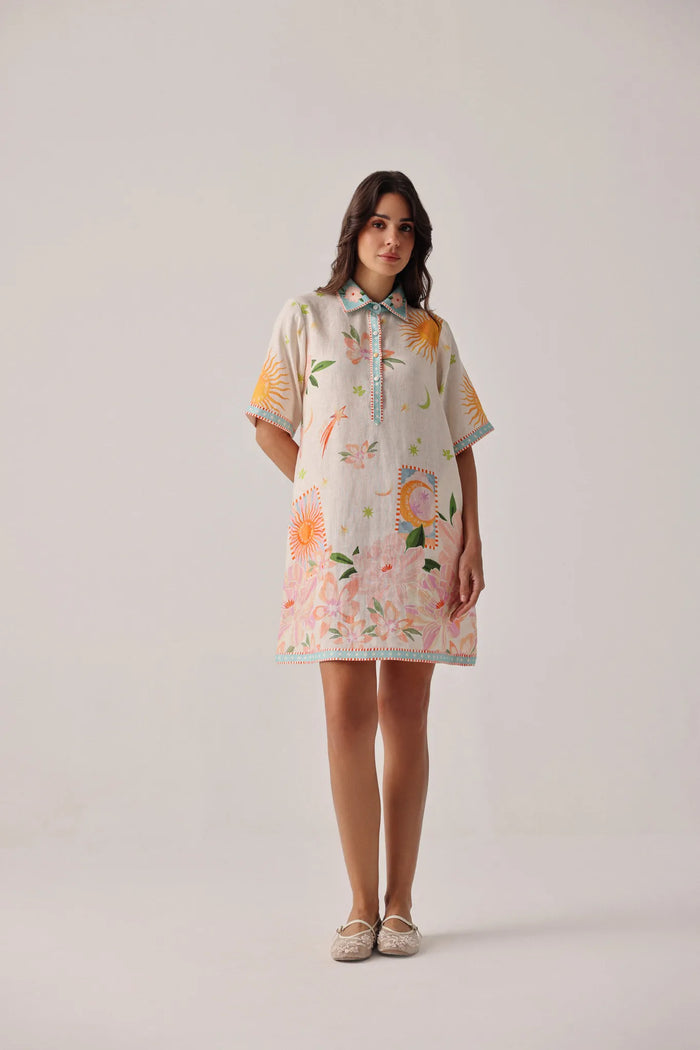 Amara Azure Print Mini Dress - NOIB