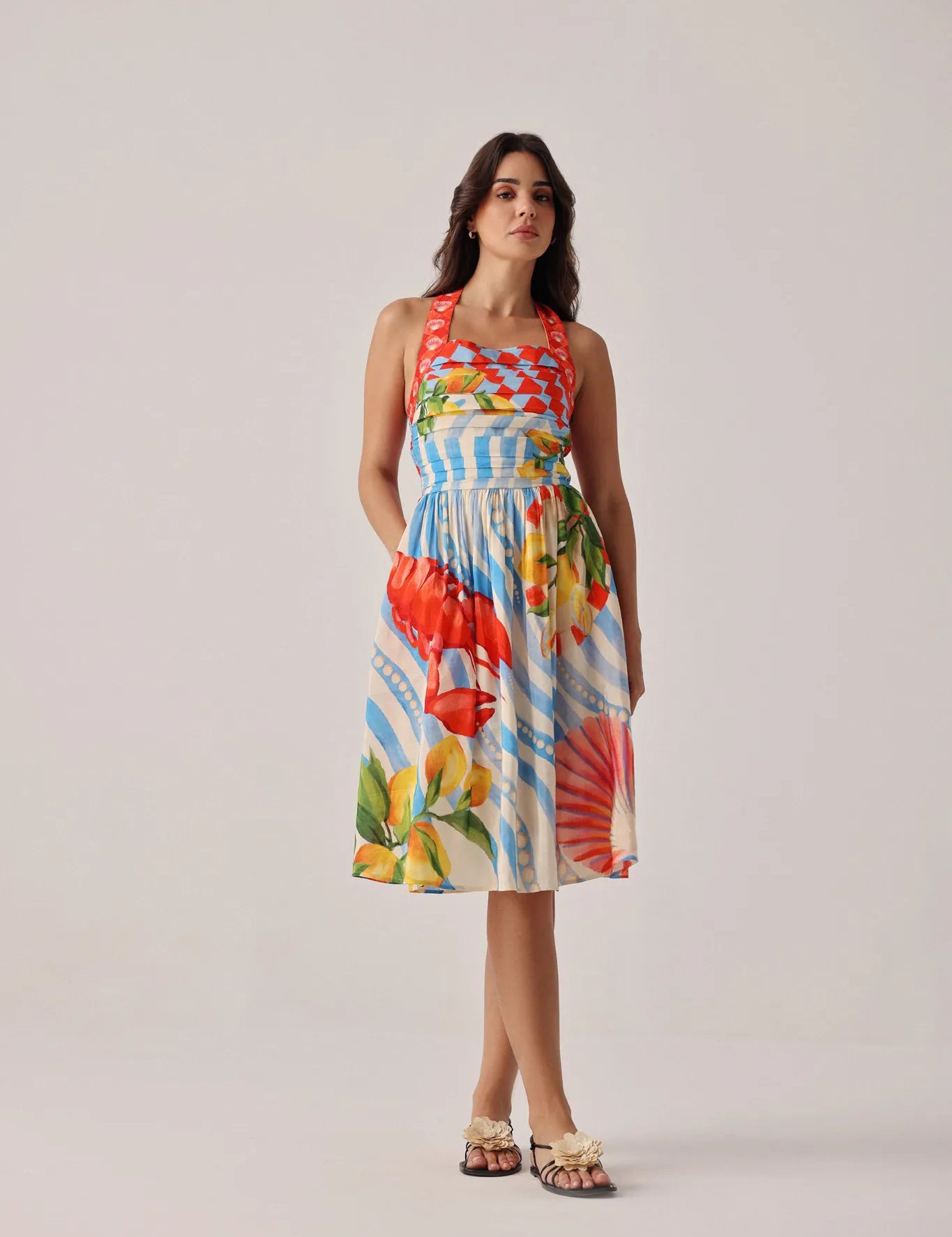 zest linen dress 0039 Italy Mila Linen Dress-Light Blue