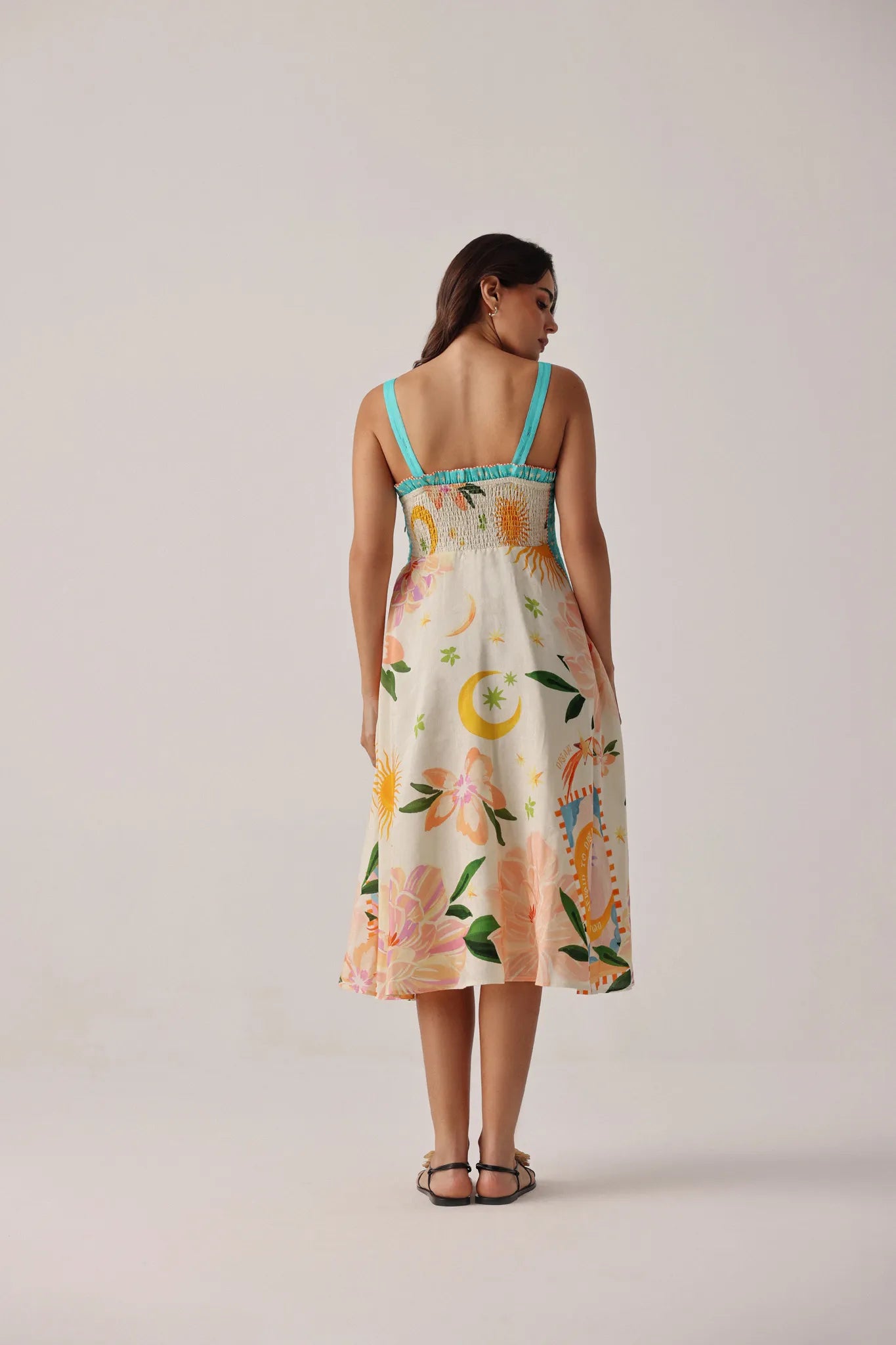 faithfull nora midi dress Azure Print Nora Sleeveless Linen Midi Dress