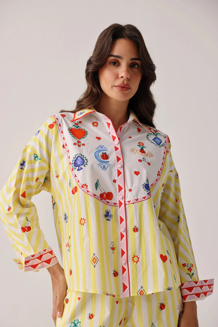 Tarot Print Celia Collared Printed Shirt - NOIB