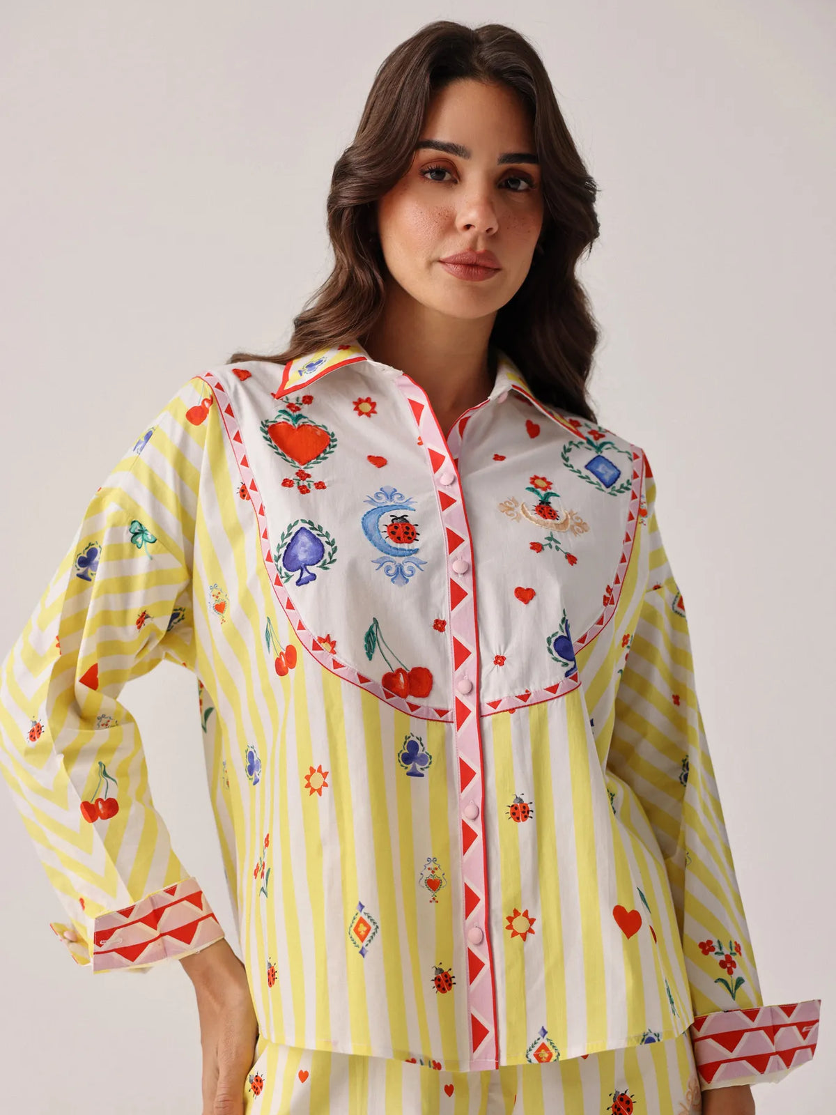 Tarot Print Celia Collared Printed Shirt - NOIB