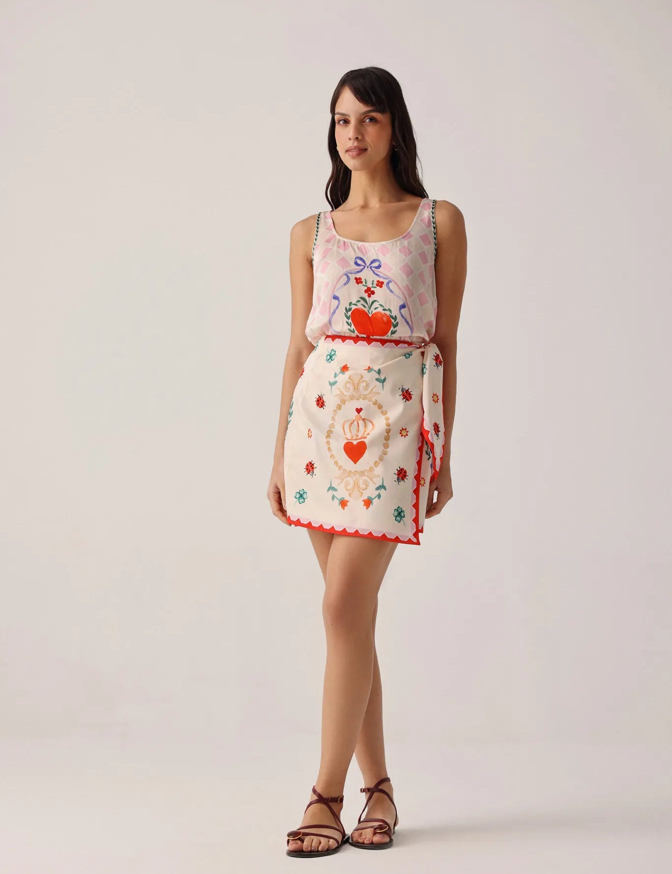 Tarot Print Mini Wrap Skirt - NOIB
