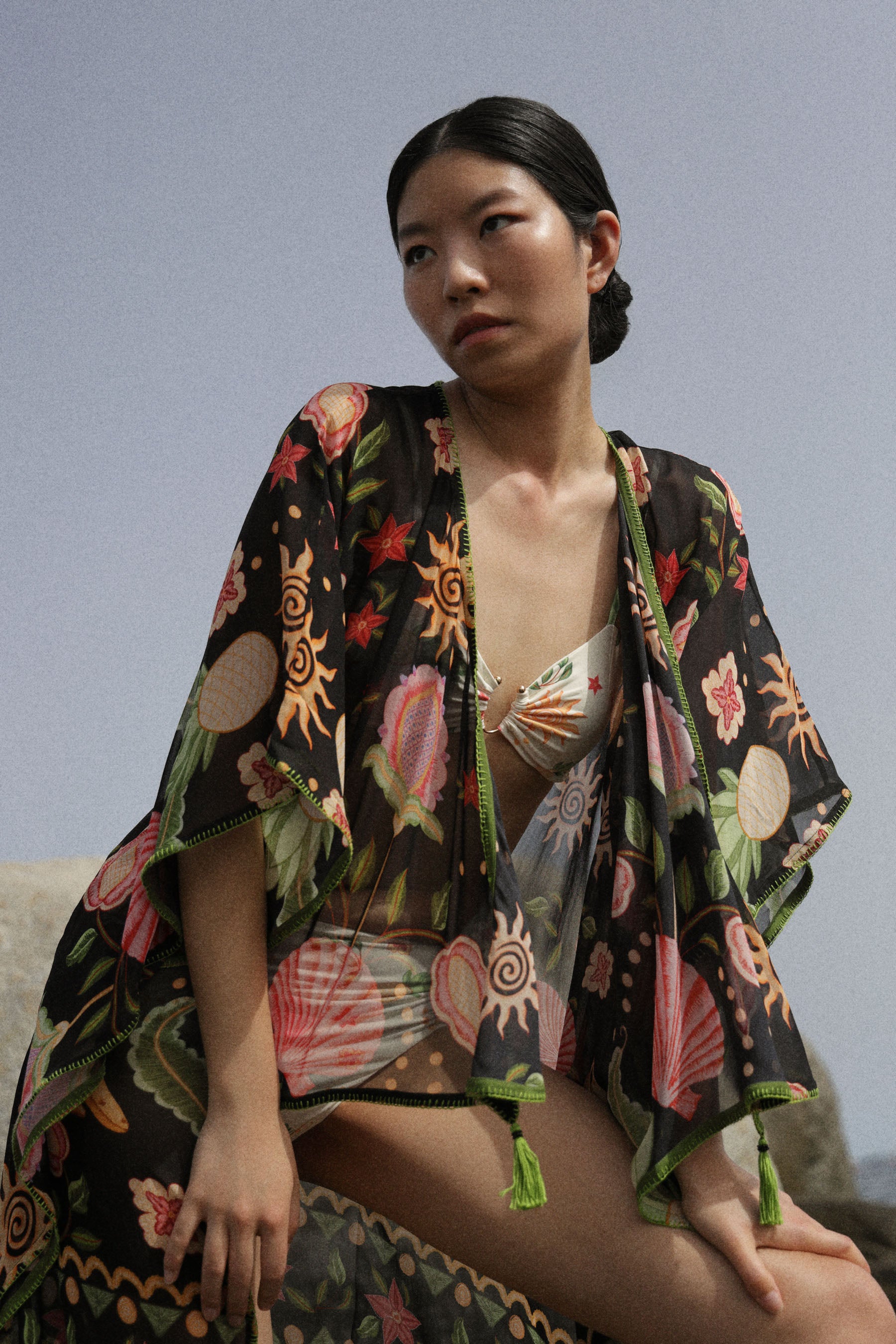 June Coverup (Long) - Seashell (Black)