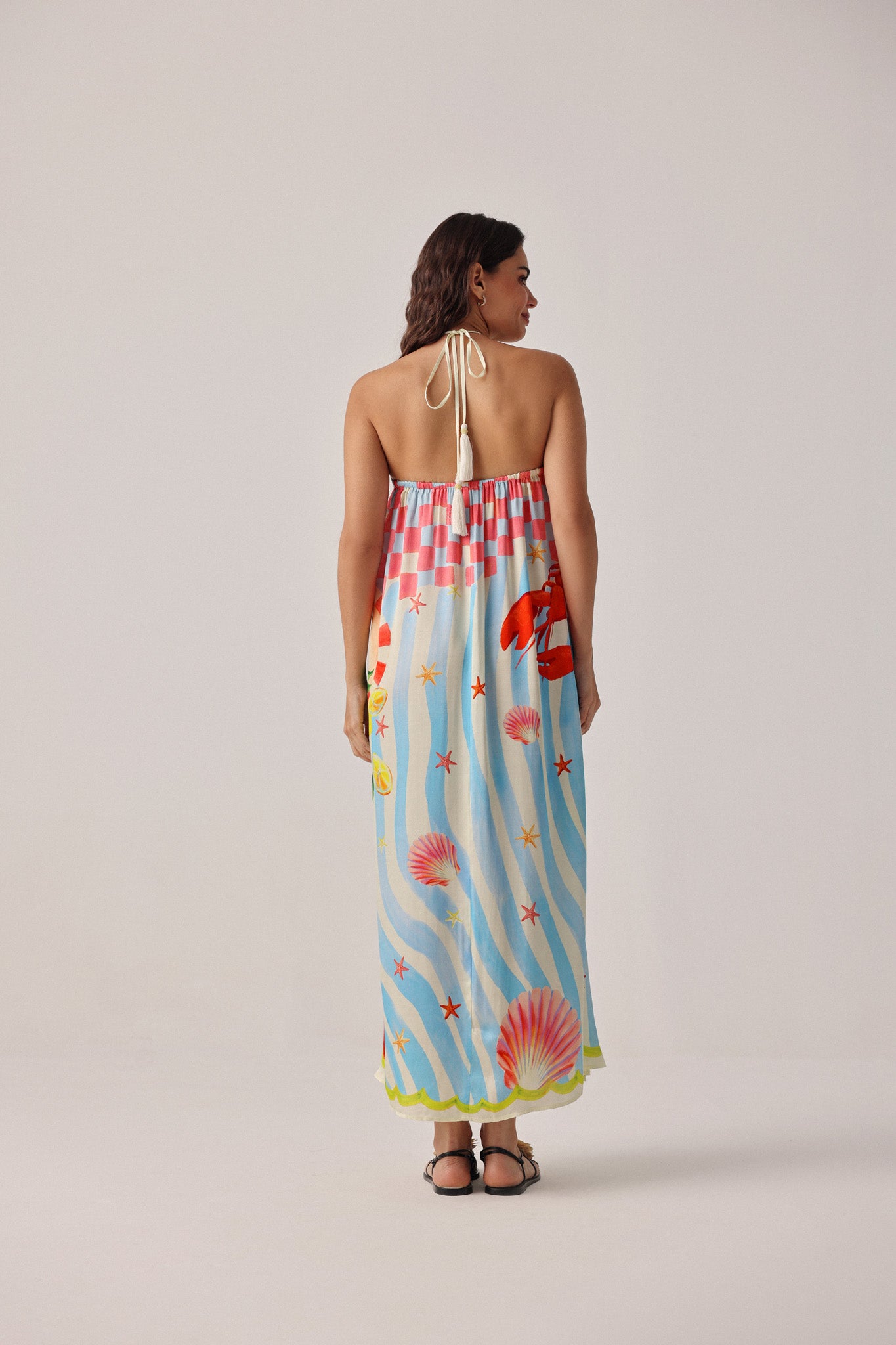Summer Zest Print Riva Coverup - Halter Maxi Dress | NOIB