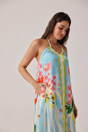 Summer Zest Print Riva Coverup - Halter Maxi Dress | NOIB