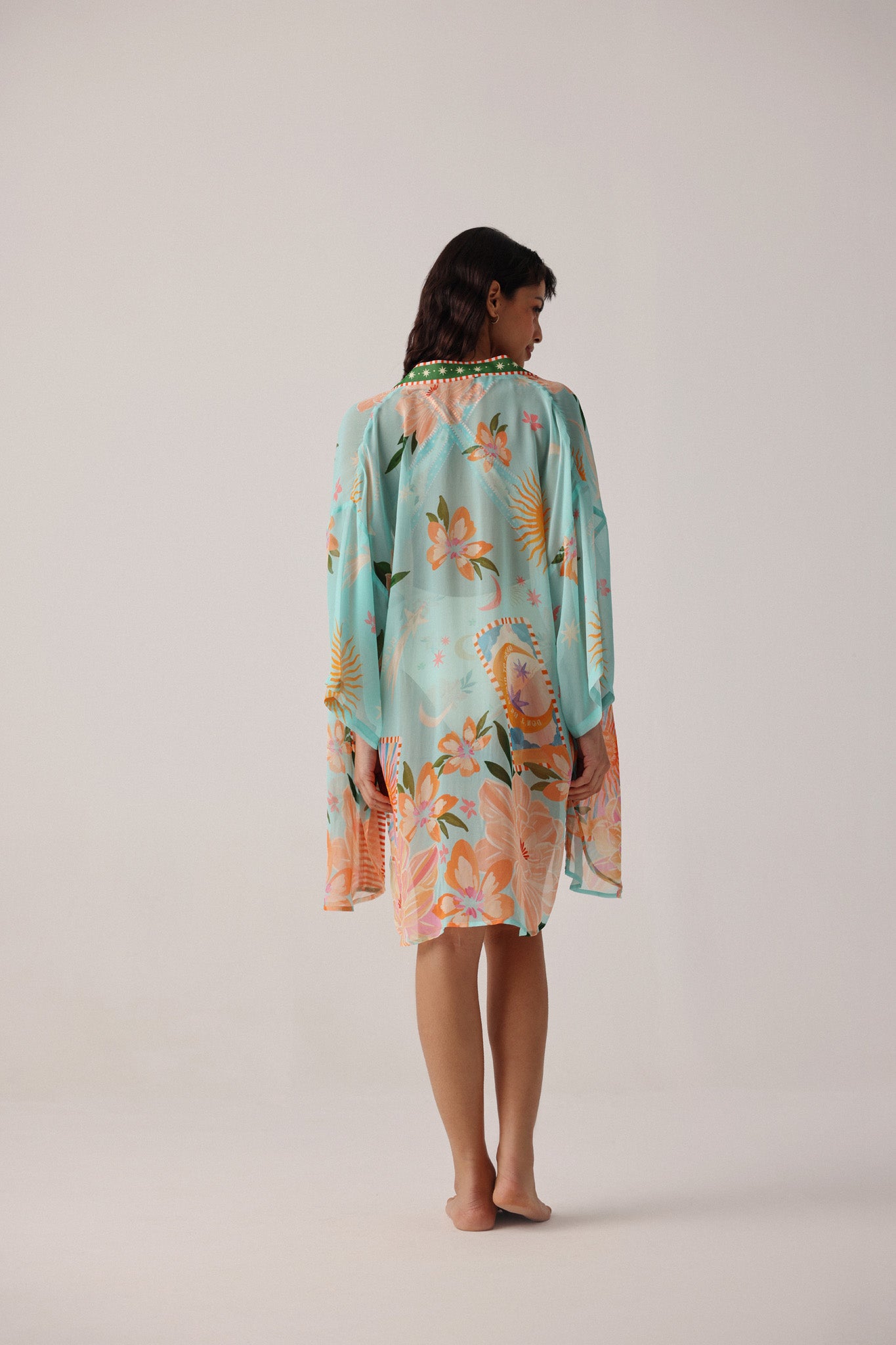  Azure Print Sia Coverup | Kimono Beach Coverup | NOIB