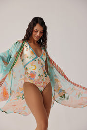  Azure Print Sia Coverup | Kimono Beach Coverup | NOIB