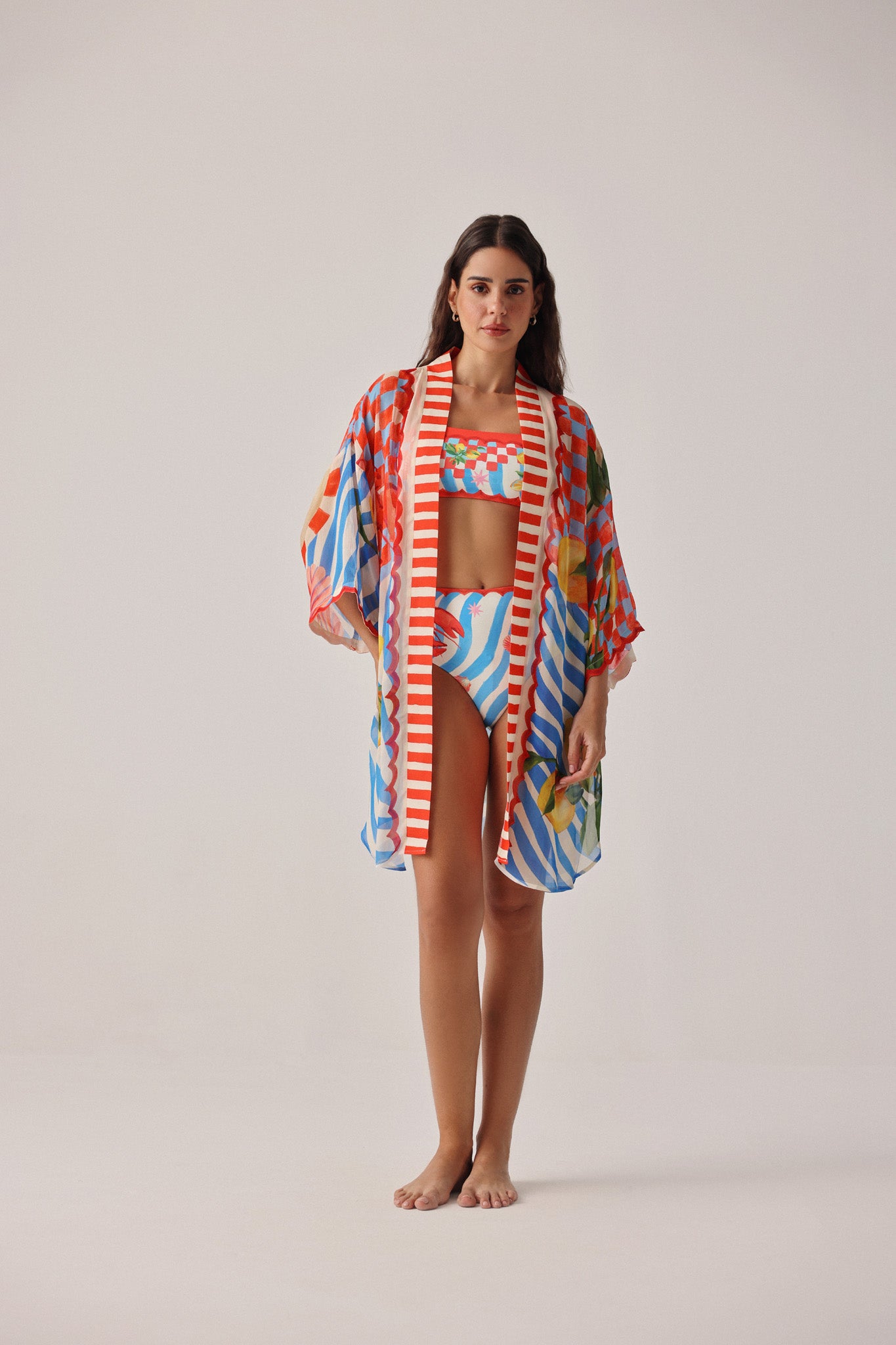 Summer Zest Print Sia Coverup | Resort Kimono Coverup | NOIB