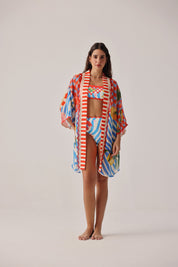Summer Zest Print Sia Coverup | Resort Kimono Coverup | NOIB
