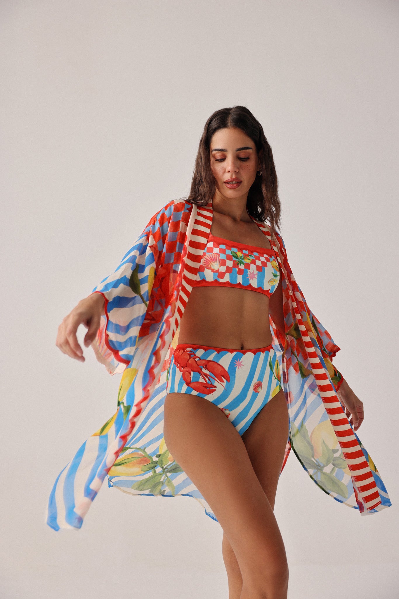 Summer Zest Print Sia Coverup | Resort Kimono Coverup | NOIB