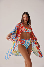 Summer Zest Print Sia Coverup | Resort Kimono Coverup | NOIB