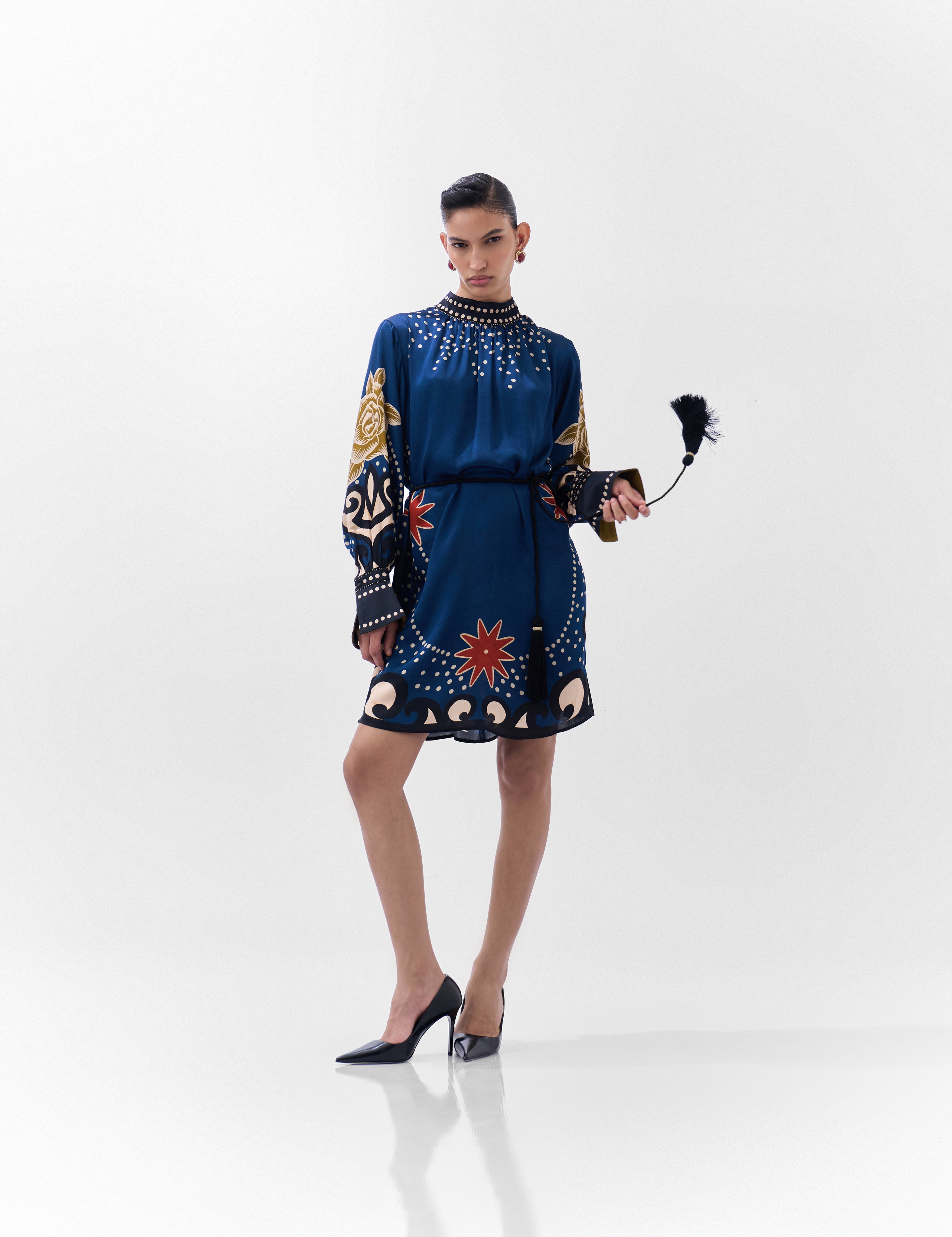 Old Rose Print Amber Mini Dress - NOIB