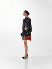 Amber Mini Dress – Nocturnal Jungle Print, Beaded Detail | NOIB