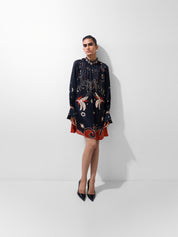 Amber Mini Dress – Nocturnal Jungle Print, Beaded Detail | NOIB