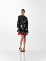Amber Mini Dress – Nocturnal Jungle Print, Beaded Detail | NOIB