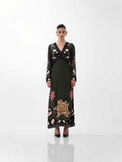 Old Rose Print Aura Maxi Dress 