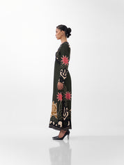 Old Rose Print Aura Maxi Dress 