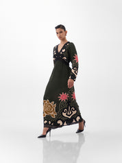 Old Rose Print Aura Maxi Dress 