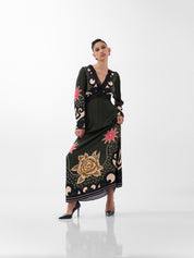 Old Rose Print Aura Maxi Dress