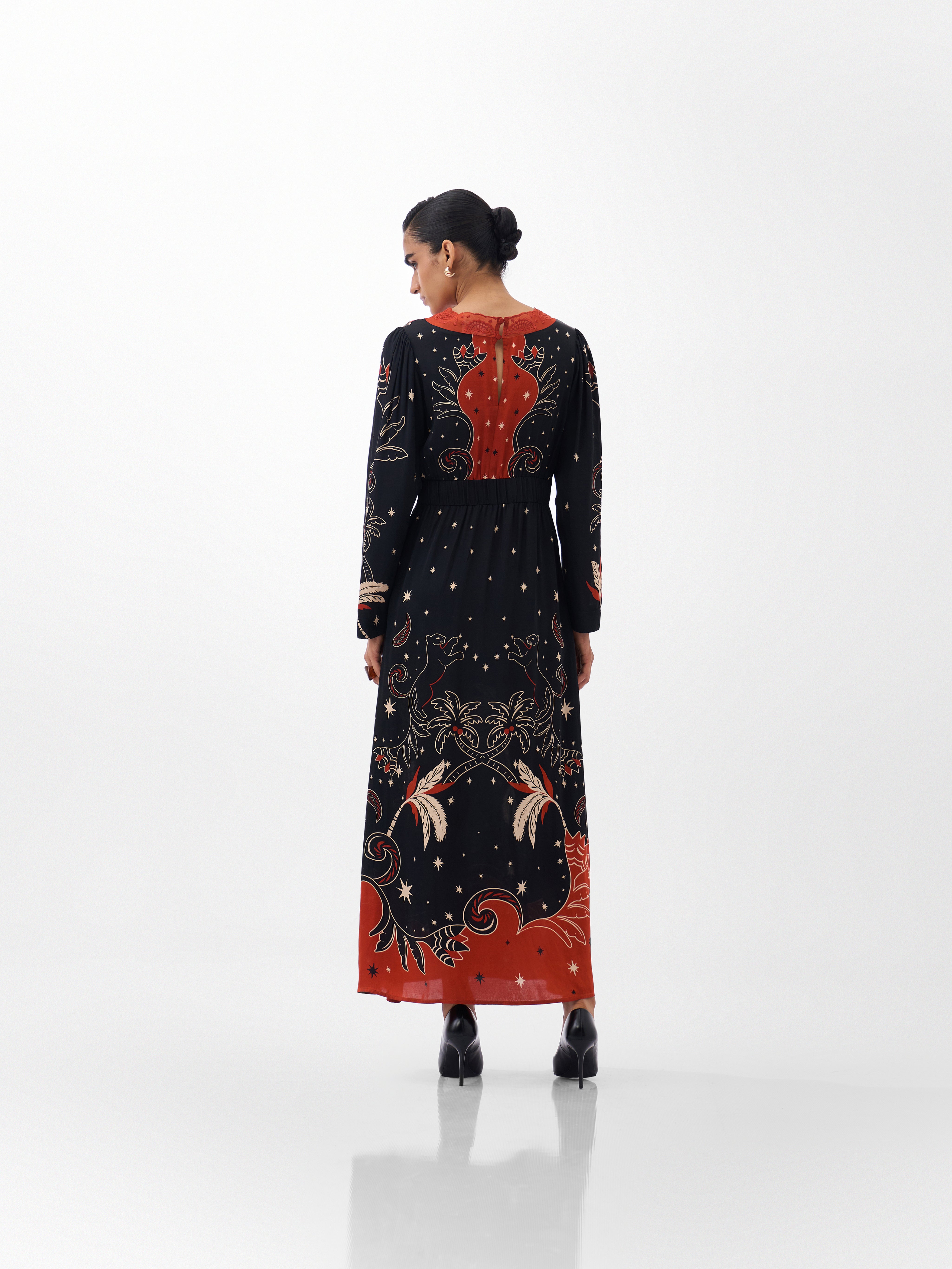 Nocturnal Jungle Print Maxi Dress 