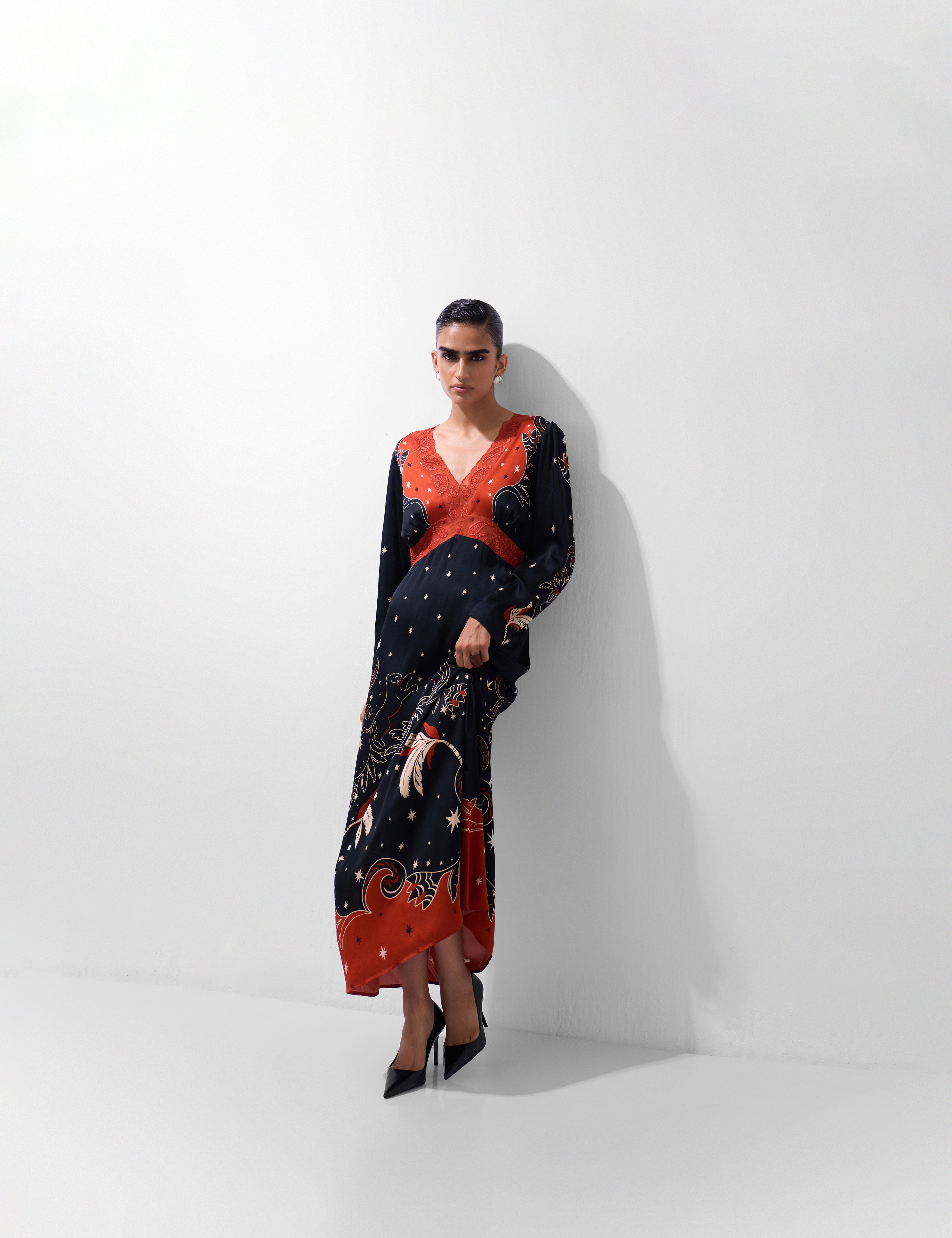 Nocturnal Jungle Print Maxi Dress 