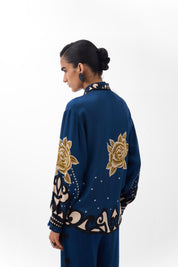 Old Rose Print Thais Pants & Iris Shirt - NOIB