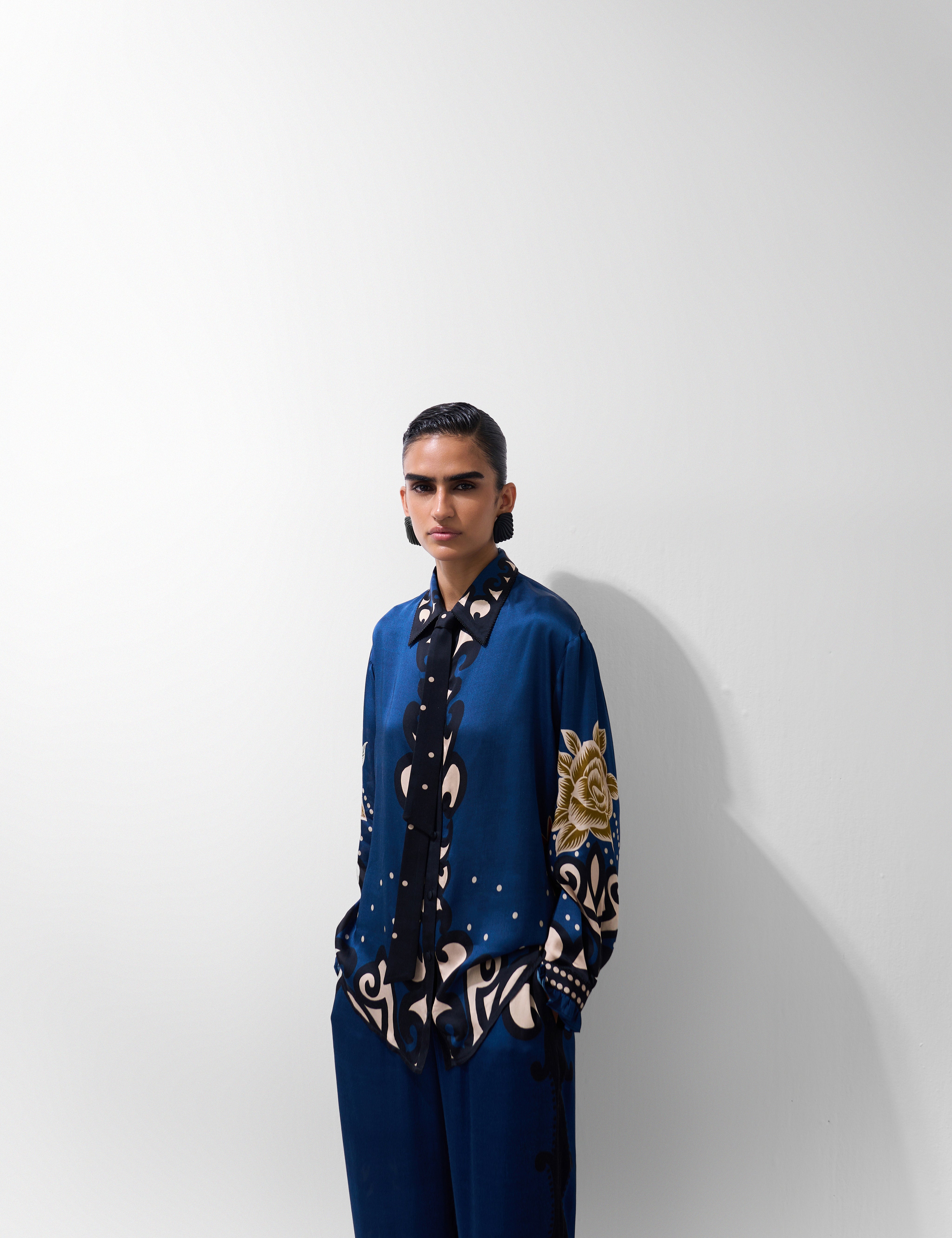 Old Rose Print Iris Shirt - NOIB