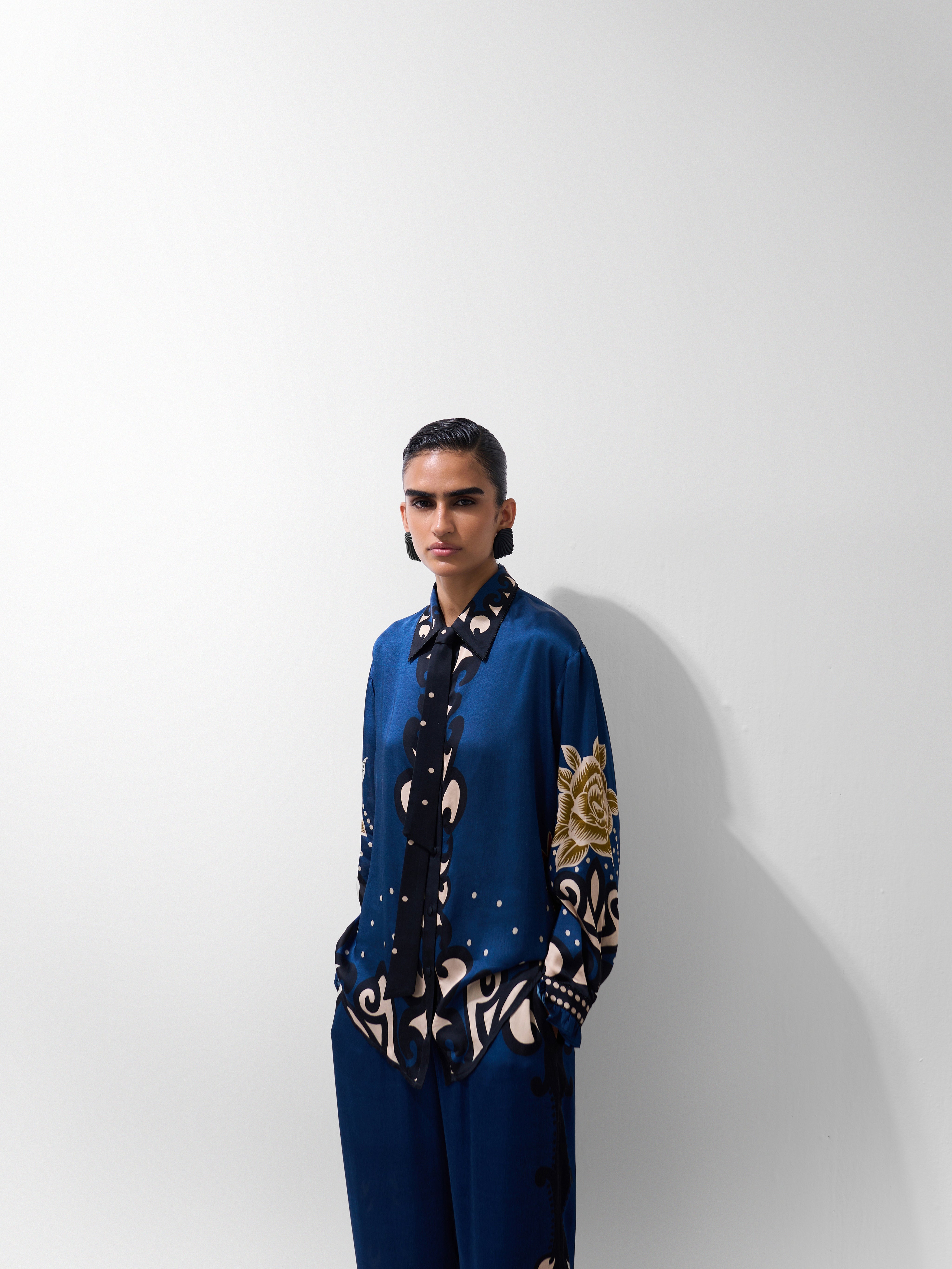 Old Rose Print Thais Pants & Iris Shirt - NOIB