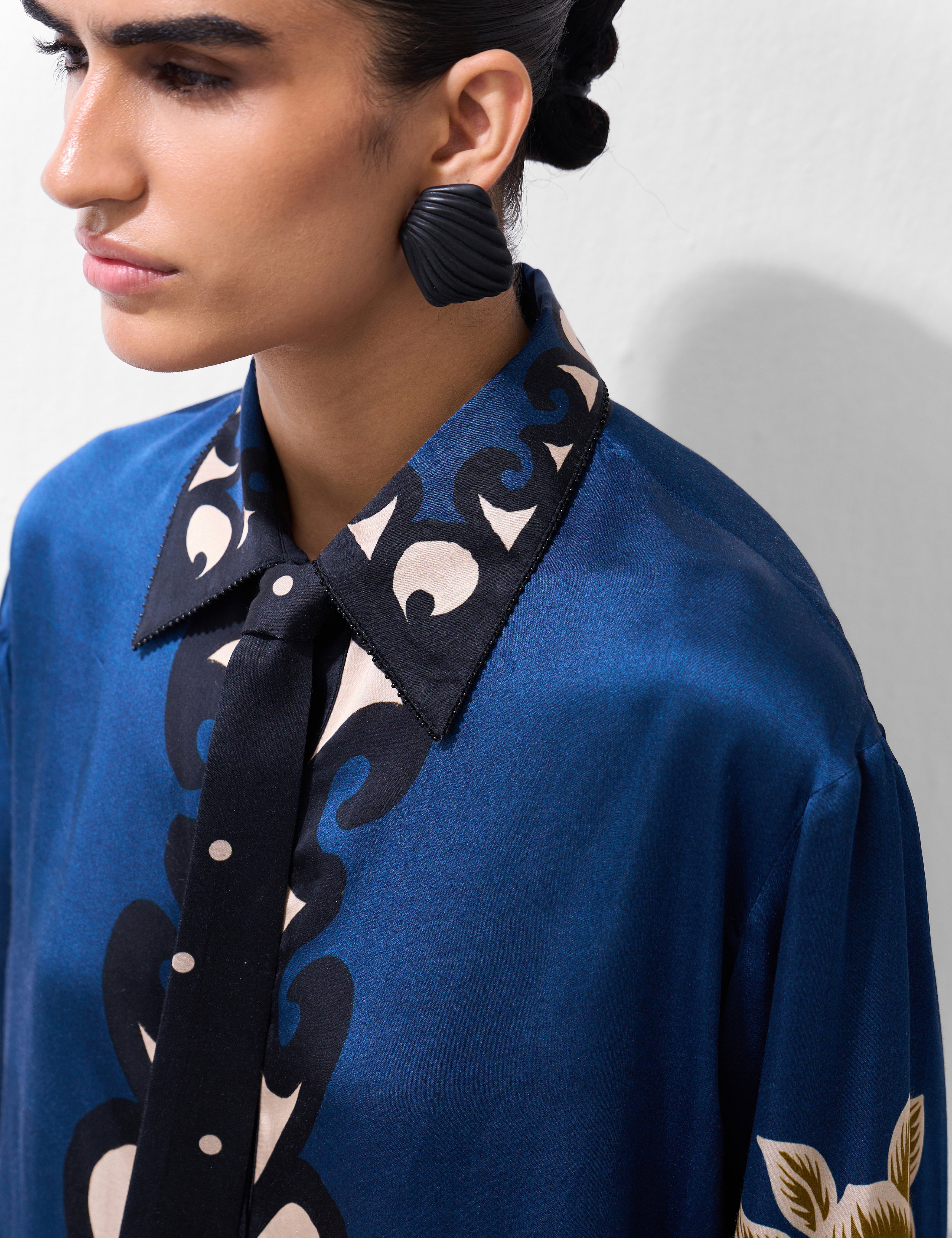 Old Rose Print Iris Shirt - NOIB