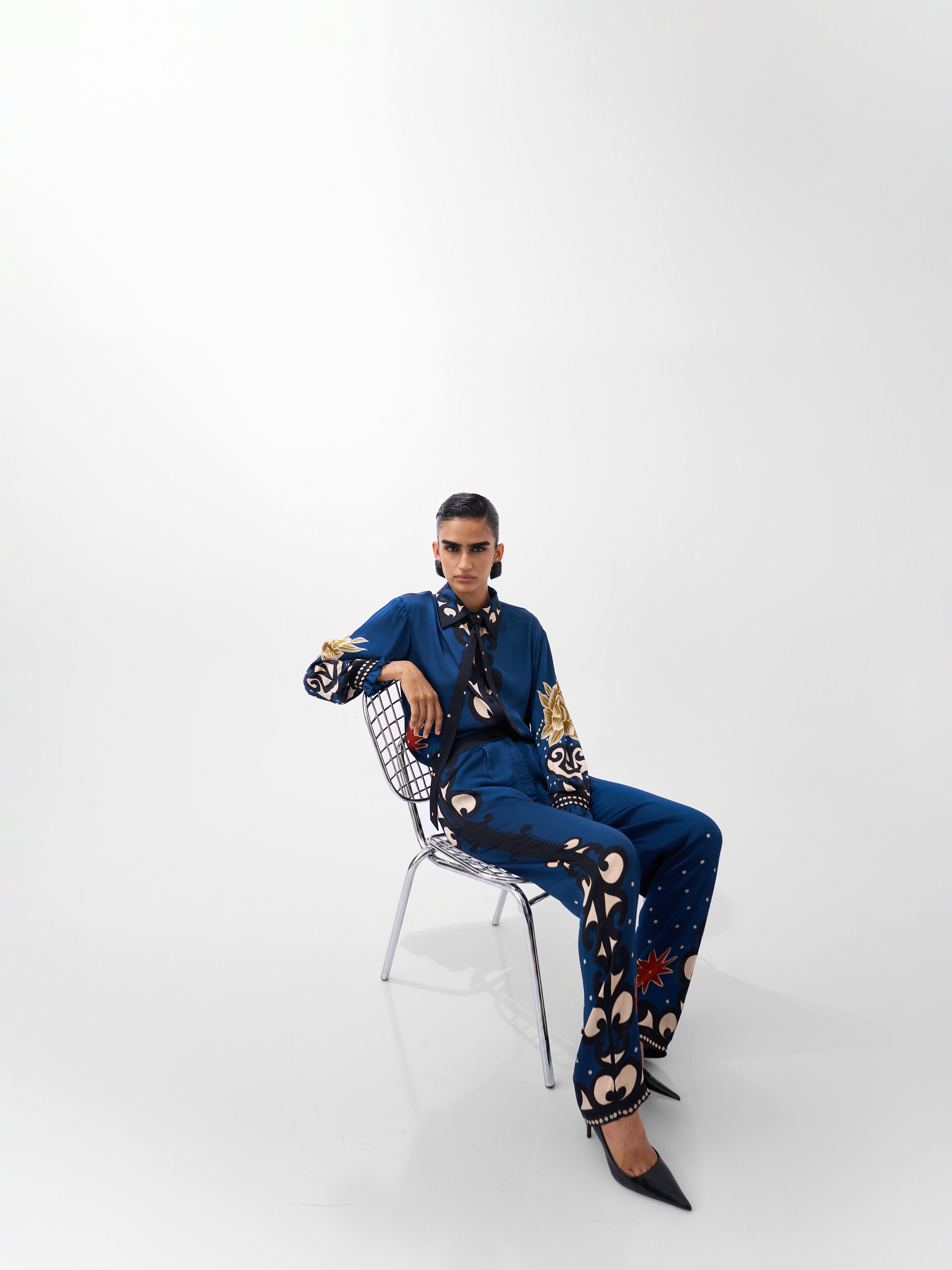 Old Rose Print Thais Pants & Iris Shirt - NOIB
