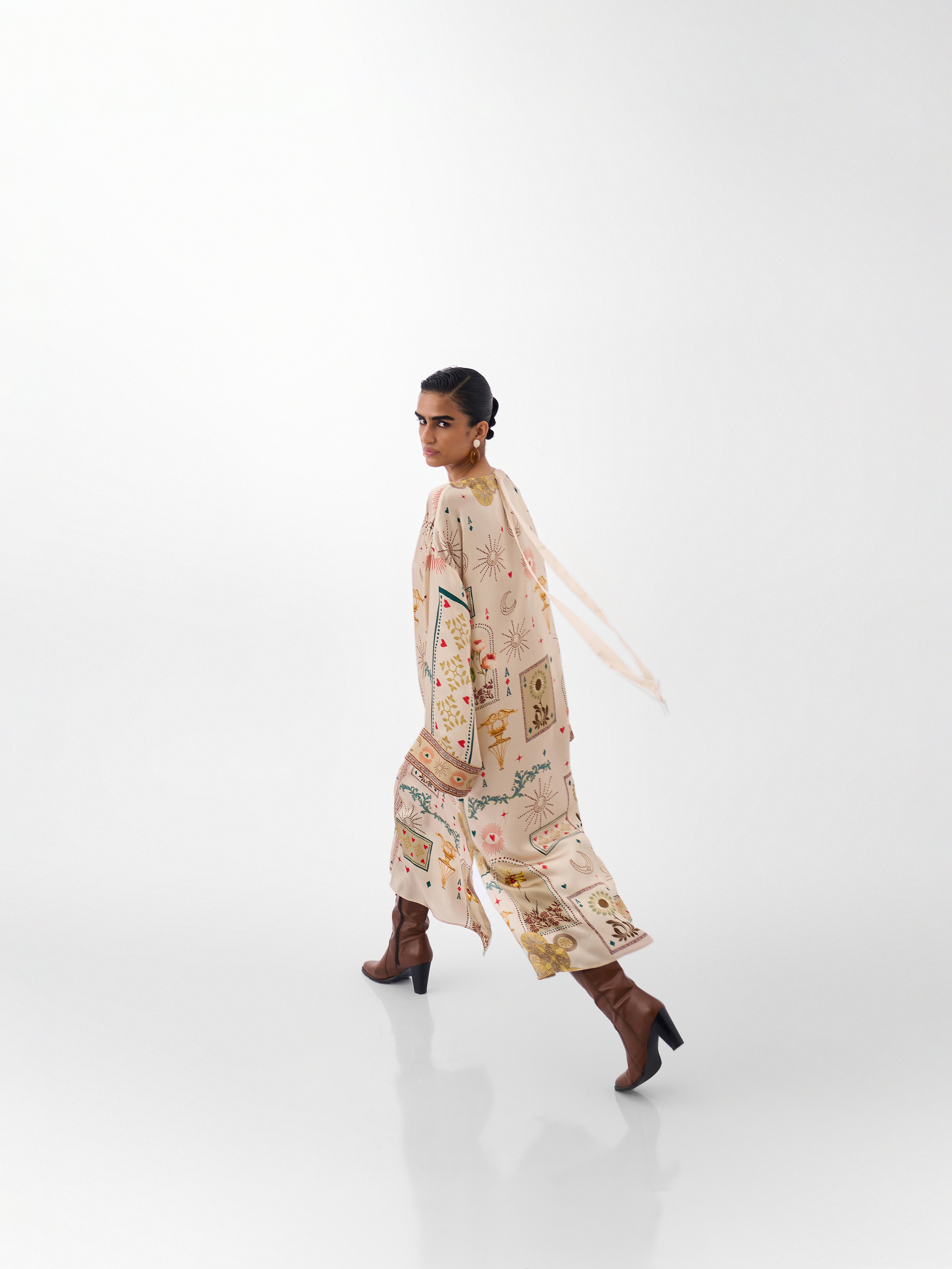 Postcards & Petals Print Adah Kaftan - NOIB