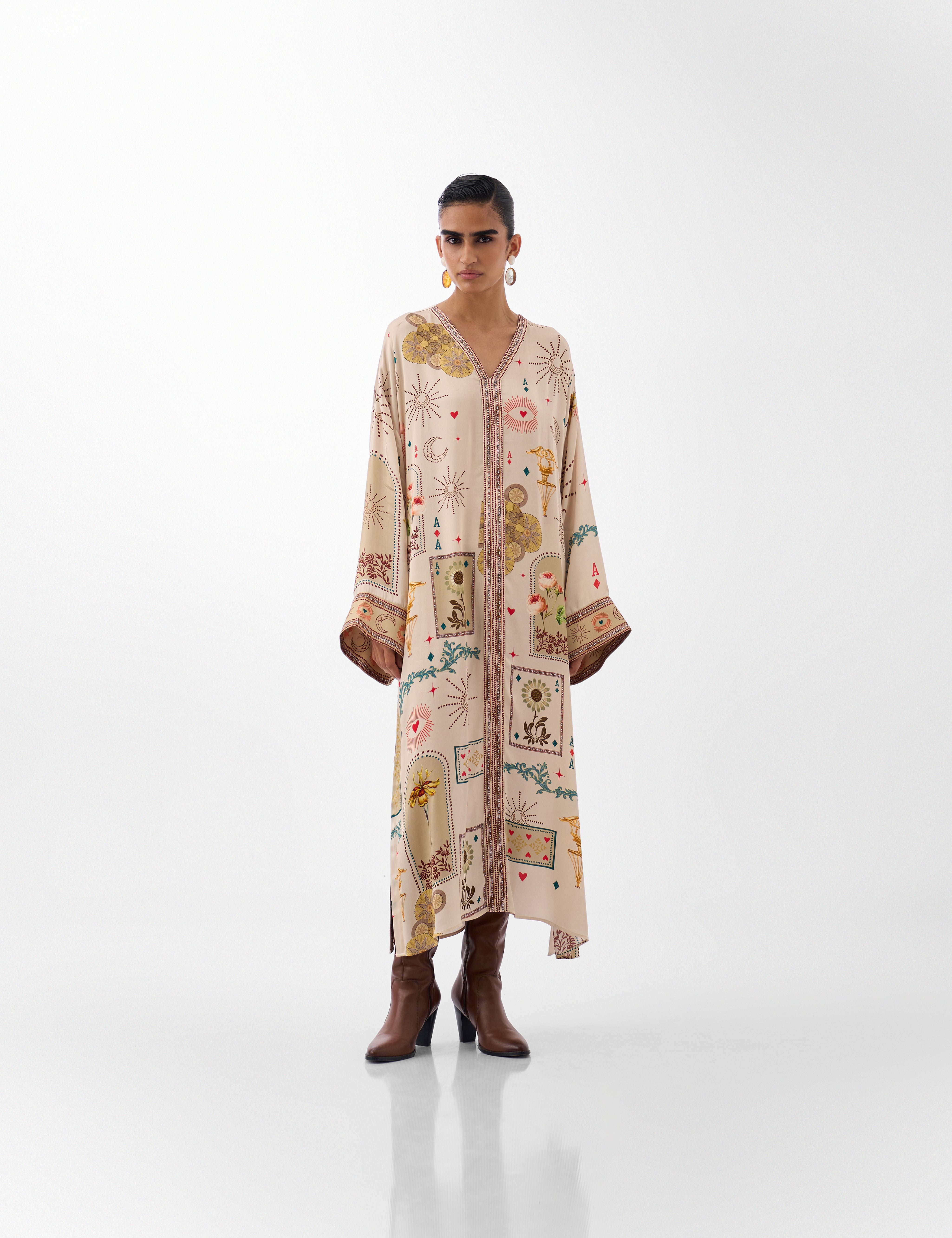Postcards & Petals Print Adah Kaftan - NOIB