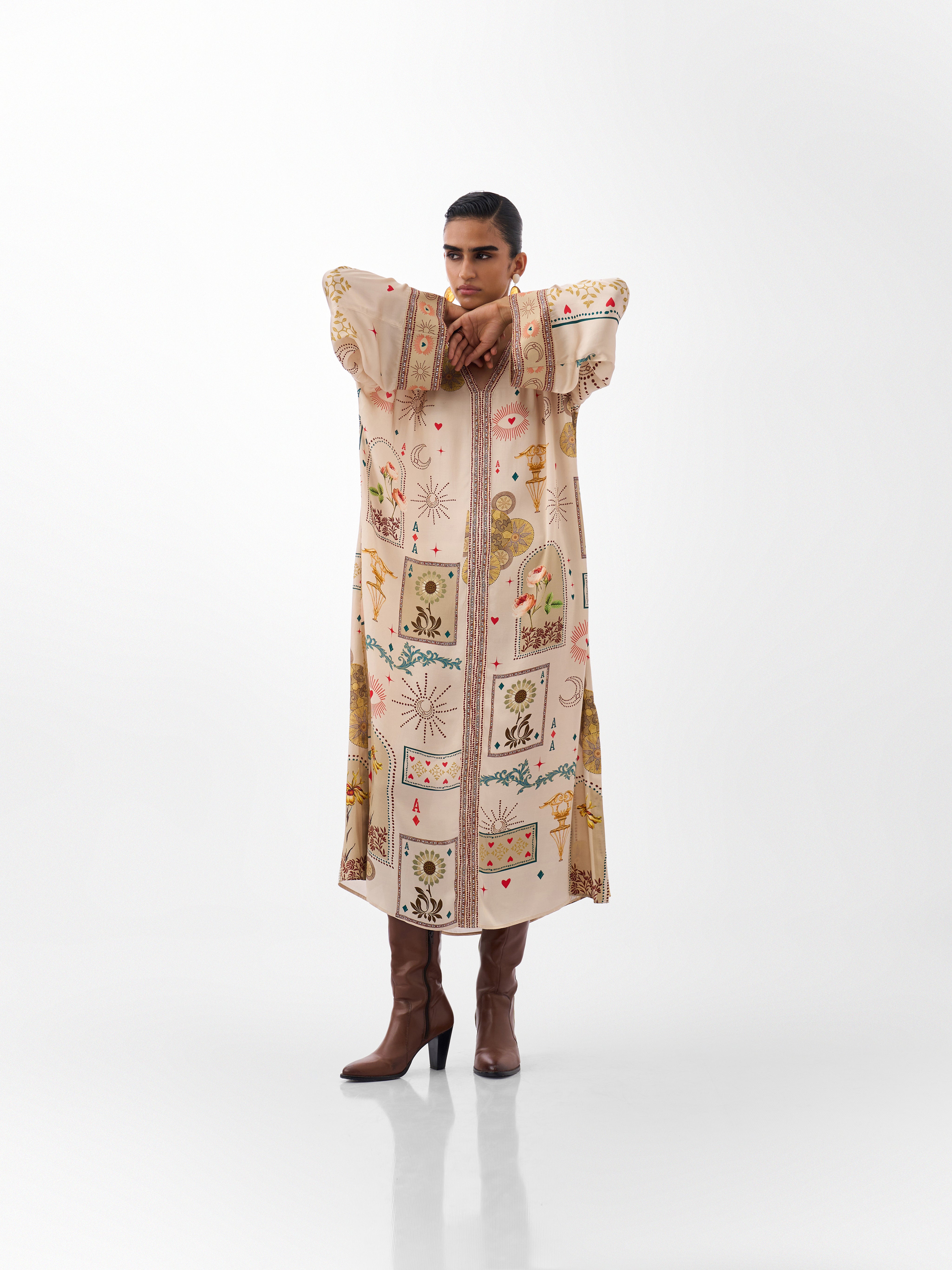 Postcards & Petals Print Adah Kaftan - NOIB
