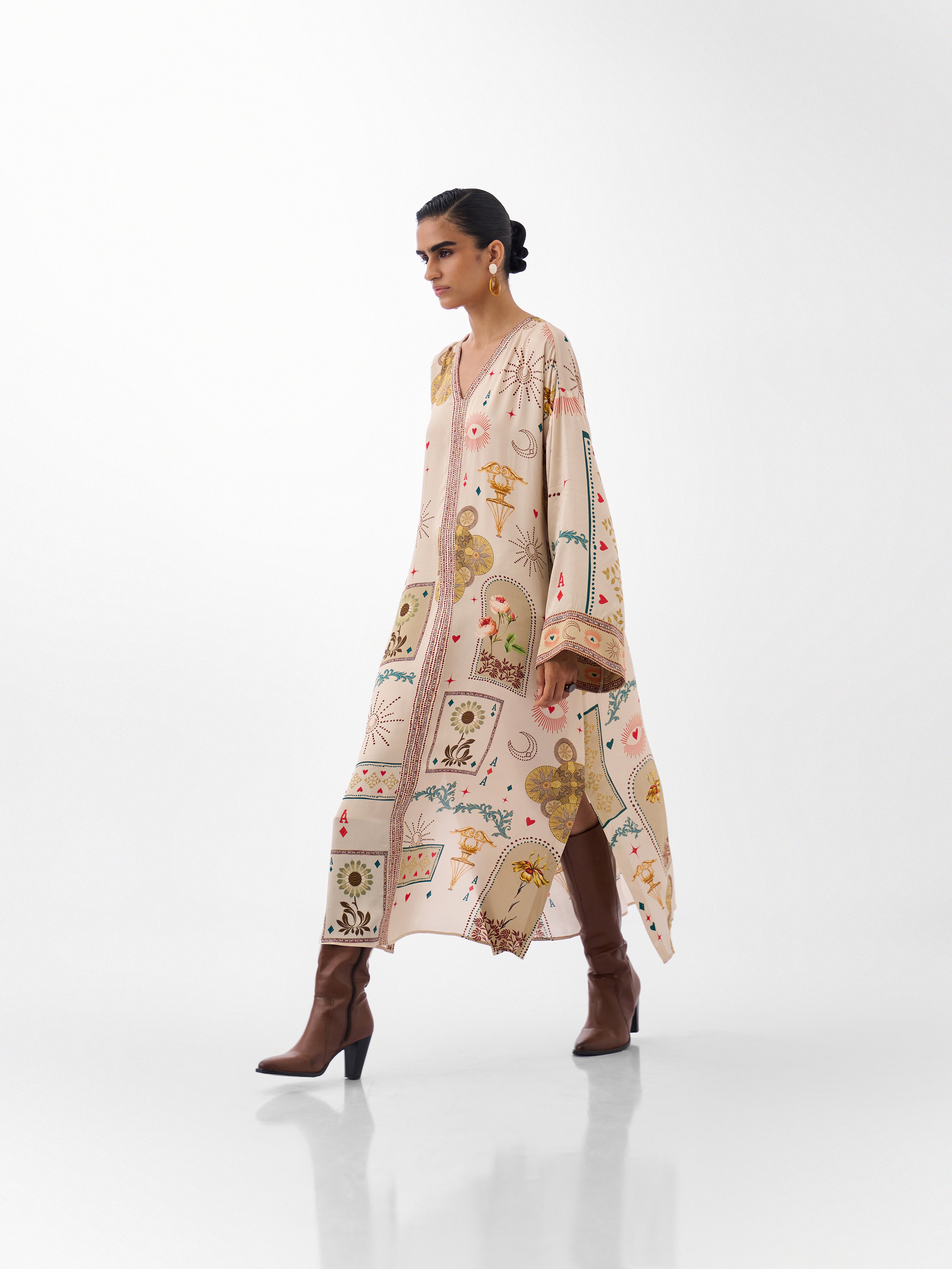 Postcards & Petals Print Adah Kaftan - NOIB